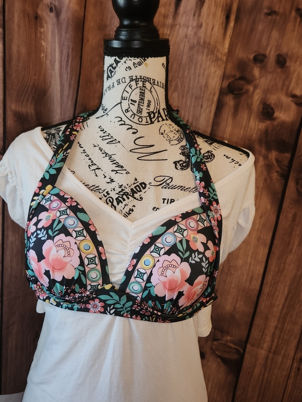 Womens Size Medium 50's Pin Up Style Halter Bikini Top